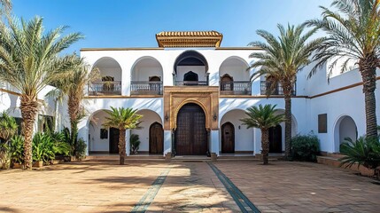 Obraz premium A scenic view of the traditional houses in the beautifully rebuilt medina of Agadir Morocco showcasing vibrant architecture