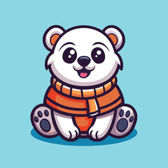 Adorable Sitting Polar Bear Mascot Character Logo Vector Graphic