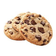 Homemade chocolate chip cookies, transparent background