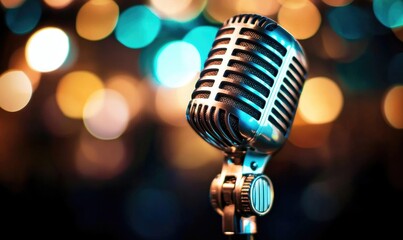 A microphone is on a microphone stand