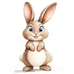 Obraz premium Watercolor illustration of a cute, brown rabbit