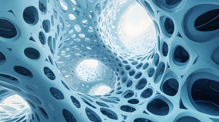 Obraz premium Abstract Blue Architectural Structure Design with Openings