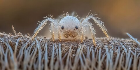 Fototapeta premium A very detailed closeup image of a tiny white insect