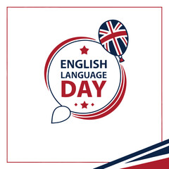 International English Language day, 23rd April poster vector illustration