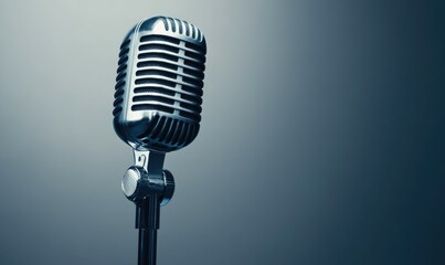 Fototapeta premium A microphone is shown in a grey background