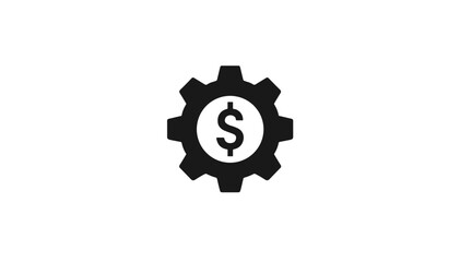 Obraz premium Gray Gear Icon with Dollar Sign, Minimalist and Transparent Background