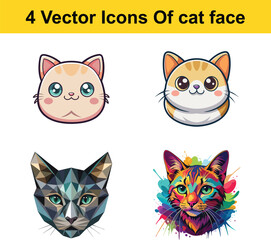 Fototapeta premium Cat face vector illustration design set