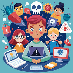 Vector work designed for the protection of children in the internet environment and data security