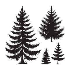 set of christmas trees