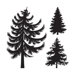 set of christmas trees