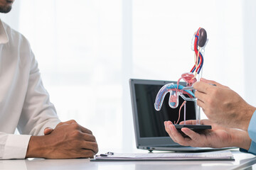 A young man suffering from erectile dysfunction seeks consultation with a specialist to identify...