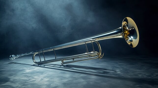 Shimmering Silver Trombone in Spotlight