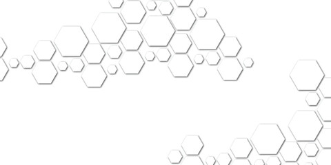 Geometric technology white hexagon background. Abstract vector illustration Science technology and medical concept hexagon on transparent background.