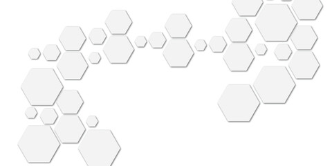 Geometric technology white hexagon background. Abstract vector illustration Science technology and medical concept hexagon on transparent background.