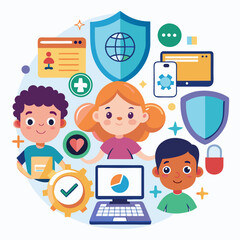 Vector work designed for the protection of children in the internet environment and data security