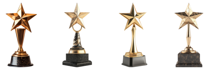 Elegant Star Awards on Isolated Background for Recognition Concepts, Isolated on Transparent Background