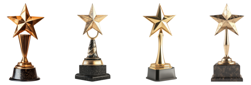 Elegant Star Awards on Isolated Background for Recognition Concepts, Isolated on Transparent Background
