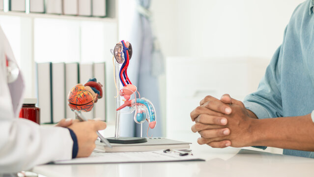 A young man suffering from erectile dysfunction seeks consultation with a specialist to identify the cause of his erectile dysfunction and seek treatment or cure for the erectile dysfunction.