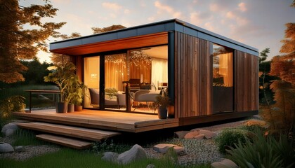 Accessory Dwelling Unit (ADU) A modern tiny house concept showcasing the versatility and efficiency of accessory dwelling units, perfect for urban living and sustainable design.
