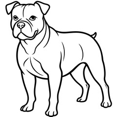 Fototapeta premium A friendly bulldog stands in profile view, isolated on white background illustration vector design