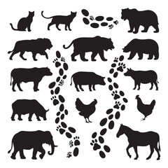 set of animals silhouettes