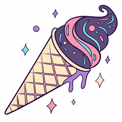 cone ice cream vector illustration