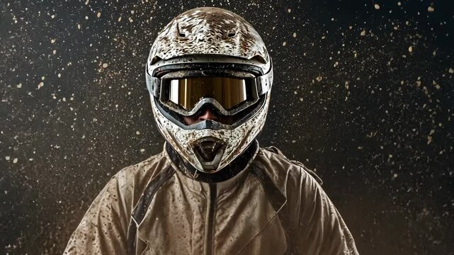 Grimy rider motocross helmet with goggles
