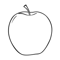 Simple Line Drawing of a Single Red Apple Illustration                                                        