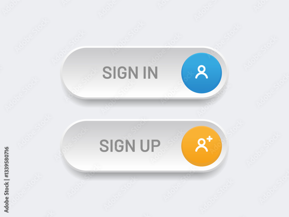 Fototapete Set of Sign Up and Sign In forms. Registration and login forms button. Professional and User-friendly web and UI UX design elements. Modern Sign in and Register page. Username, email and password.