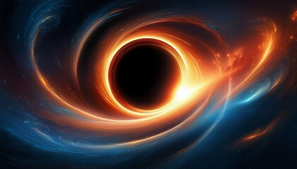 Naklejka premium A black hole absorbing light, creating surreal space-time distortion with intense gravitational effects and cosmic energy