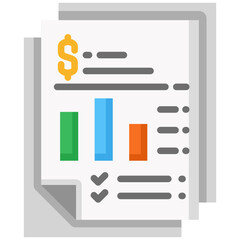 Financial Report icon in Flat Color Style. Simple Vector Design. Simple Vector Flat Icon