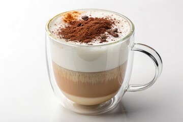 Obraz premium Delicious Layered Coffee Drink in Transparent Glass Mug Generative AI
