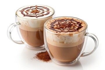 Unique Designs on Latte Art in Stylish Glass Cups Generative AI
