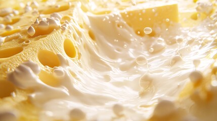 Creamy Cheese Blocks with Milk Splash