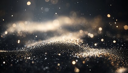 Obraz premium Sparkling glitter particles, black background, festive scene