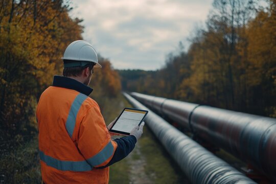 Inspector Reviewing Gas Pipeline Safety Data