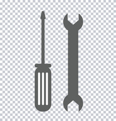 Screwdriver and Wrench Icon – Repair and Maintenance Tools Vector Silhouette

