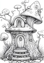 Fantasy Fairy Homes Coloring Pages