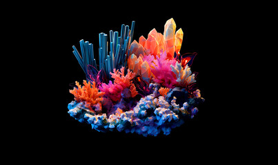 Coral low poly underwater background with abstract polygonal digital design
