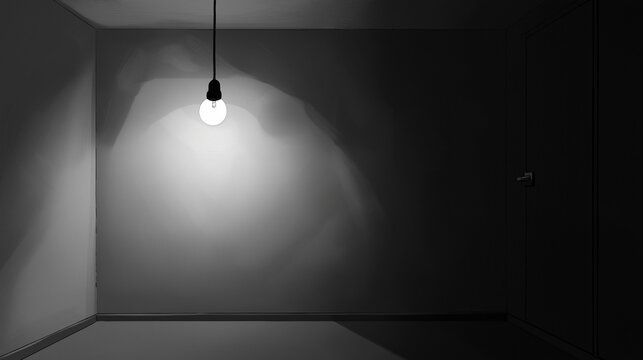 Cold solitary cell with a single stark lightbulb, emphasizing isolation and institutional bleakness