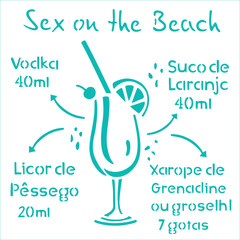 Cocktail Sex on the bich stencil, Alcohol Cocktail stencil, vector, cut files, laser cut, silhouette, cricut, EPS