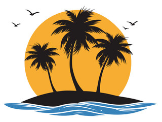tropical island with palm trees vector