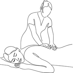 Woman Taking Body Massage At Spa Continuous One Line Drawing In Editable Stroke