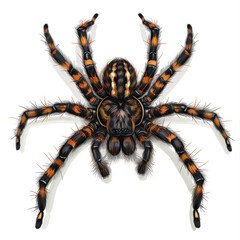 Obraz premium Realistic Digital Illustration of a Hairy Tarantula Spider on White Background