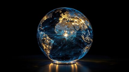 A surreal image of Earth glowing with interconnected eco-energy lines 