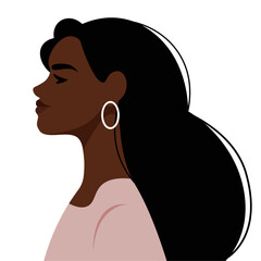 woman portrait with waving hair, vector illustration