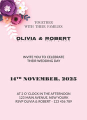 Elegant Floral Wedding Invitation Card Luxury Vector Design for Marriage Celebration