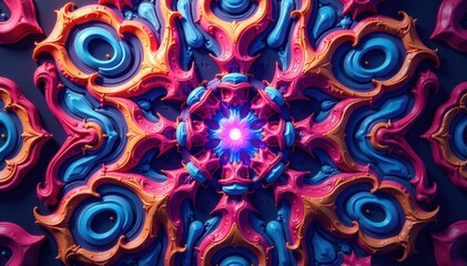 Abstract kaleidoscope, hypnotic swirling shapes , light, illusion