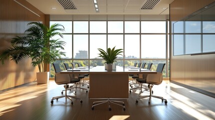 Modern Conference Room with Panoramic City View