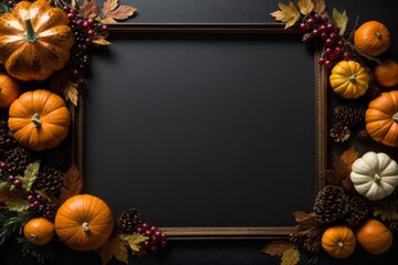 Thanksgiving frame border black background with ornament